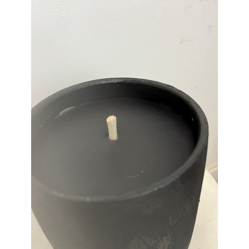 Bougie fantaisie non parfumée Flowerpot, L 7 po x l 7 po, Noir / or