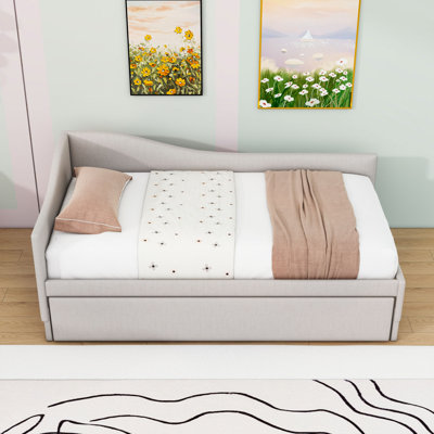 Twin L-Shaped Upholstered Daybed with Trundle by Lark Manor