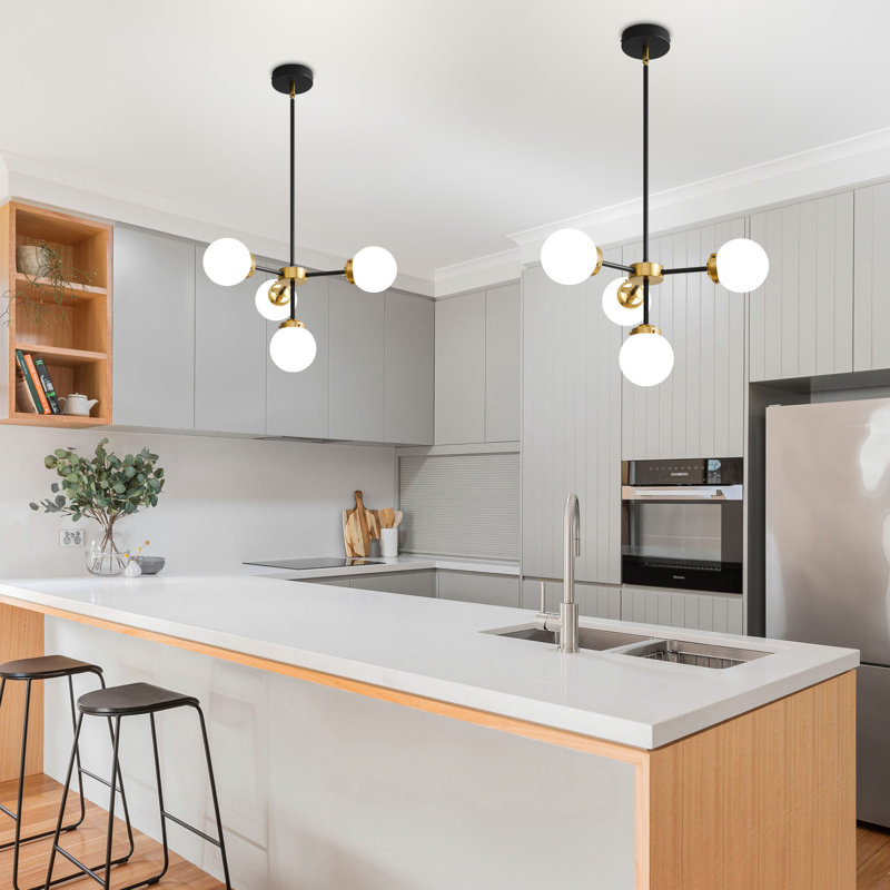 Kalaila 4 - Light Dimmable Globe Chandelier, Black/Gold