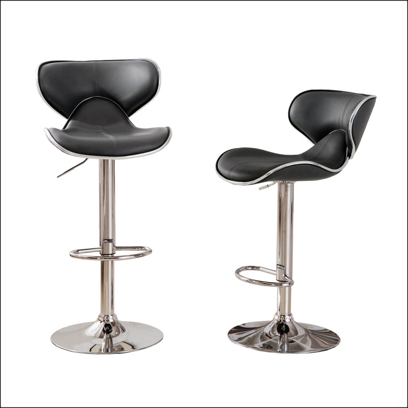 Adjustable Swivel Barstool With Chrome Base, Gray