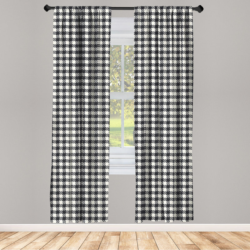 Checkered Semi-Sheer Rod Pocket Curtain Panels, 28" W x 84" L