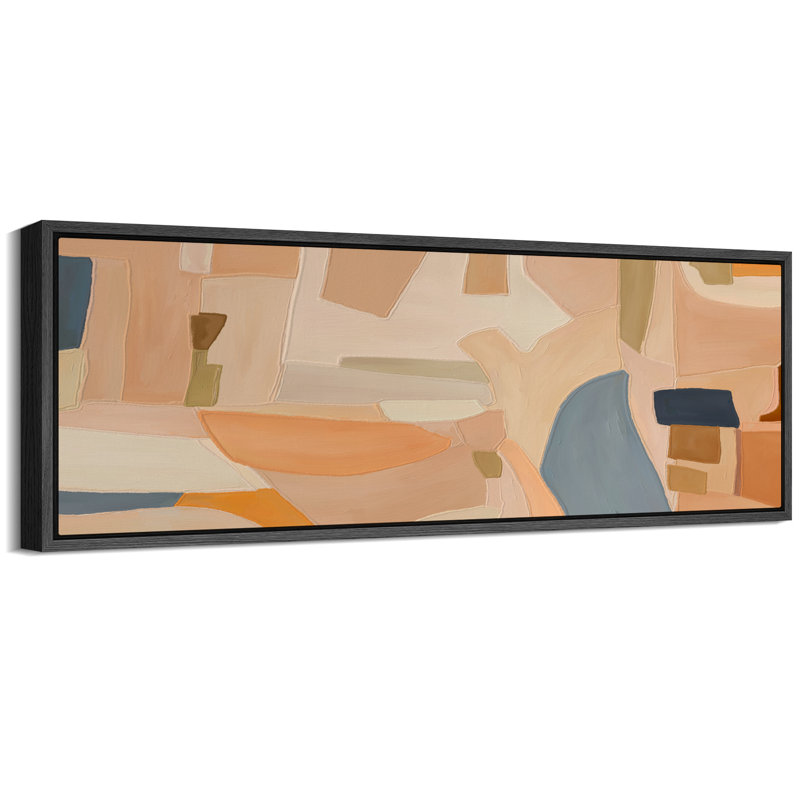 Abstract Muted Orange Minimalist Modern Boho Decor Extra Large Picture Framed Canvas Print Wall Art, 20" H x 60" W, Black