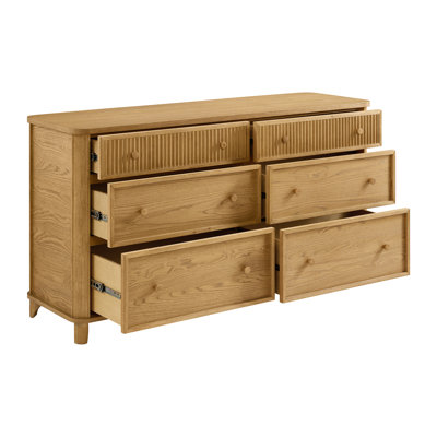Kennedy 64" Wide Solid Wood 6-Drawer Double Dresser In Natural Oak