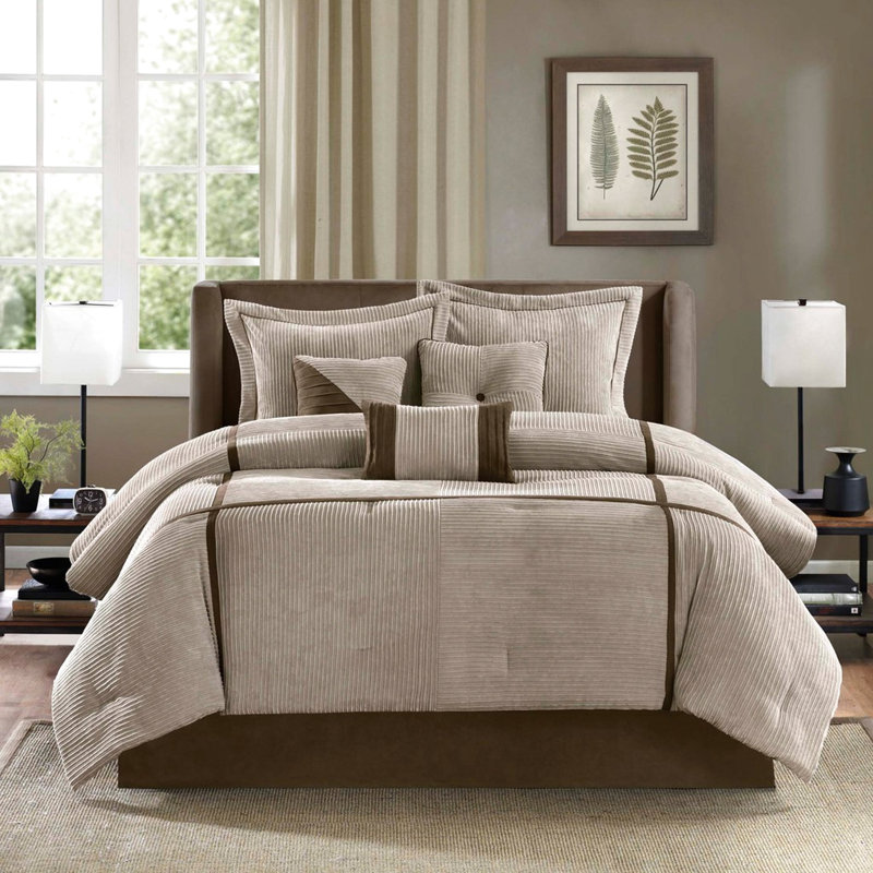 Édredon très grand taupe en velours côtelé Corduroy