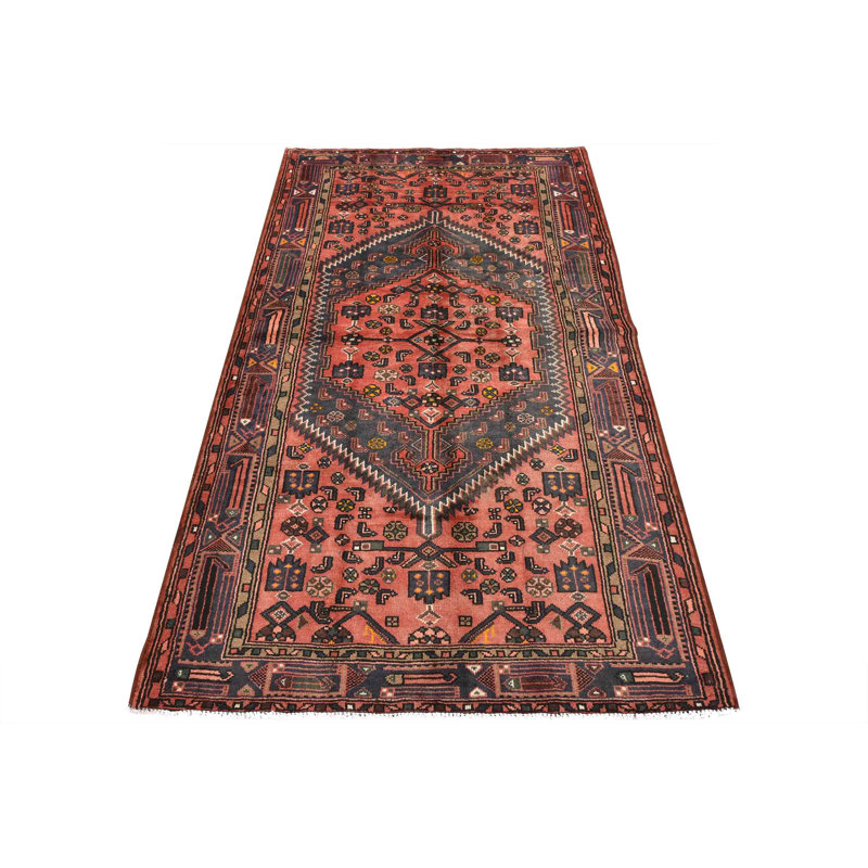 Tapis rouge en laine des années 1980 4 pi 5 po x 7 pi 2 po Fidella