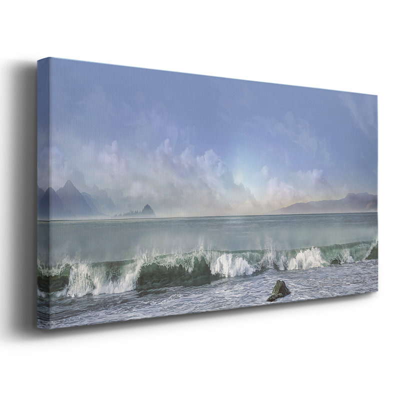 Breaking Waves - Toile tendue avec châssis - Prêt à accrocher, H 24 po x l 48 po