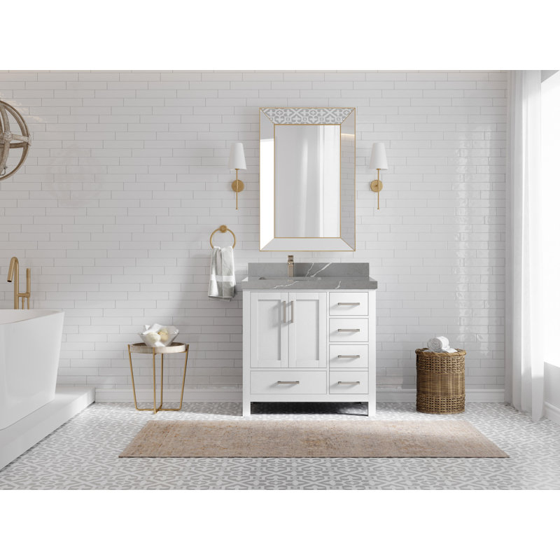Ensemble de meuble-lavabo simple 36 po Malibu, Gris Piatra