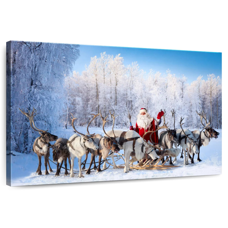 Renne et père Noël, H 16 po x l 24 po