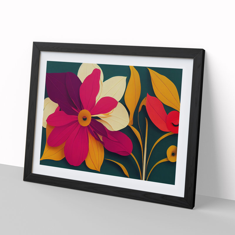 Irresistible Modern Flowers 1 Piece Single Picture Frame Wall Art, 34cm H x 46cm W x 2cm D, Black