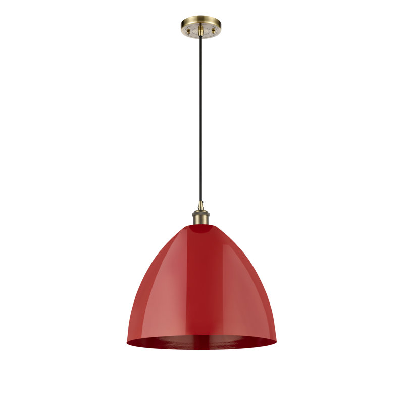 Luminaire suspendu conique 1 lumière, Rouge, Bronze clair