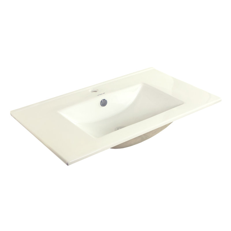 Caracalla Ceramica 18.11'' Glossy White Ceramic Rectangular Bathroom Sink with Overflow