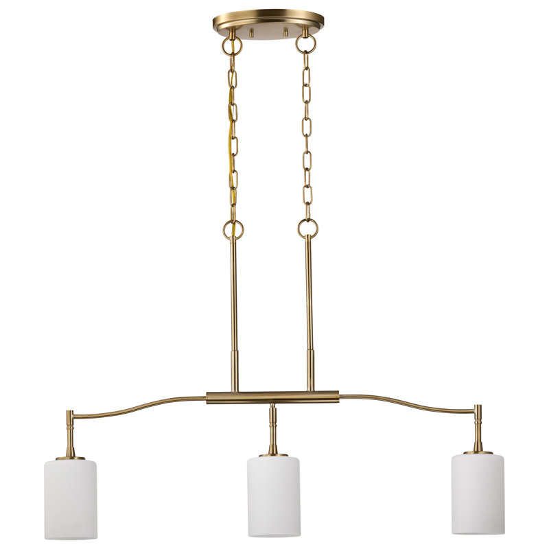 Stivers - 3 Light Island Pendant - Matte Black - White Opal Glass, Burnished Brass