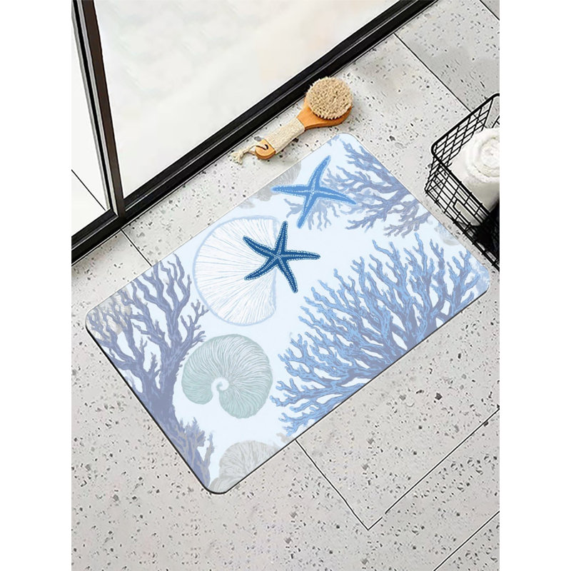 Tapis de bain Nautical Coral Shell, 16 x 24 po