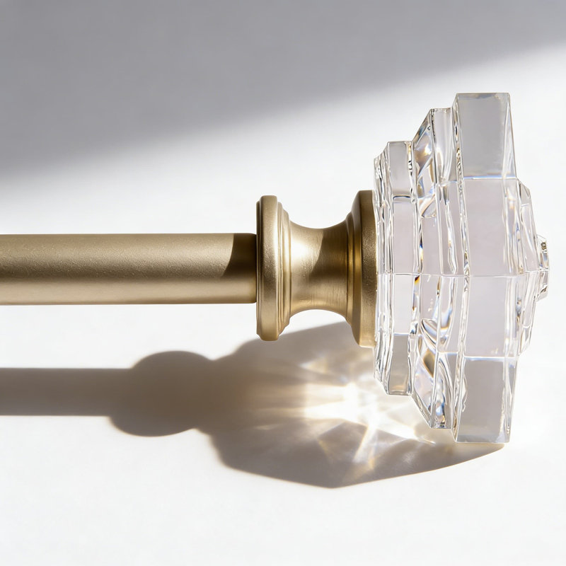 Ensemble de tringle à rideaux en acrylique avec embouts de cube - Tringle à fenêtre simple réglable de 3/4 po de diamètre avec extrémités décoratives et supports de fixation