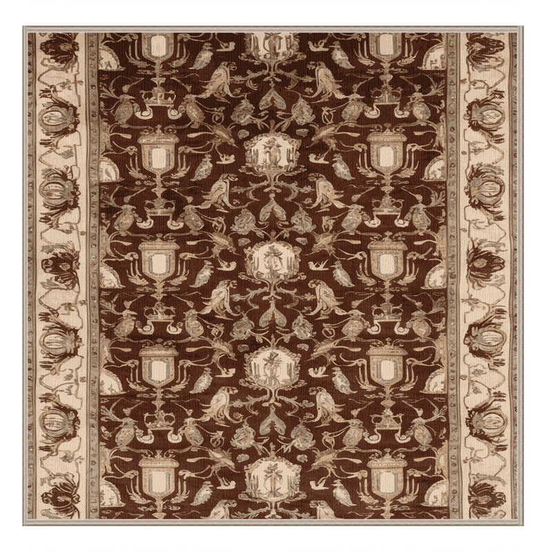 Tapis beige français lavable à la machine, Carré 5 pi
