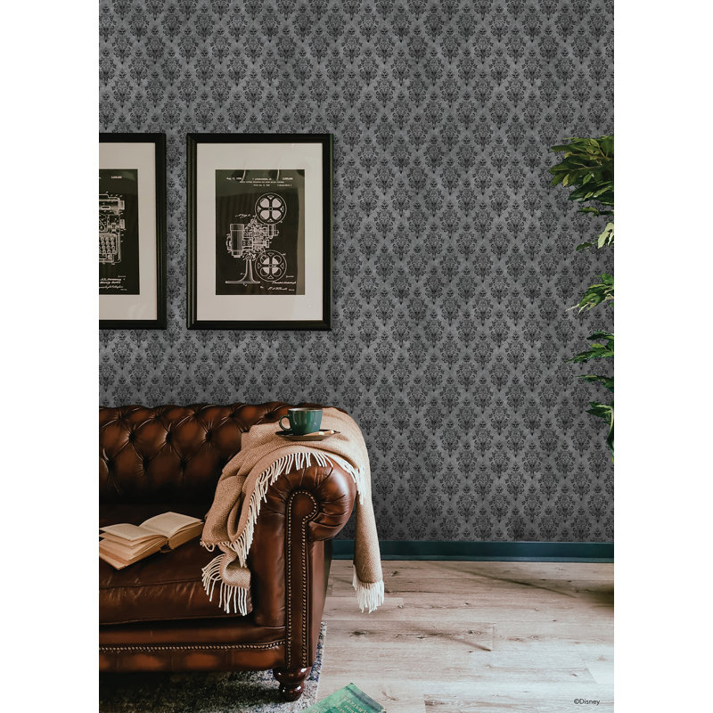 Papier peint adhésif marron Haunted Mansion, Gris