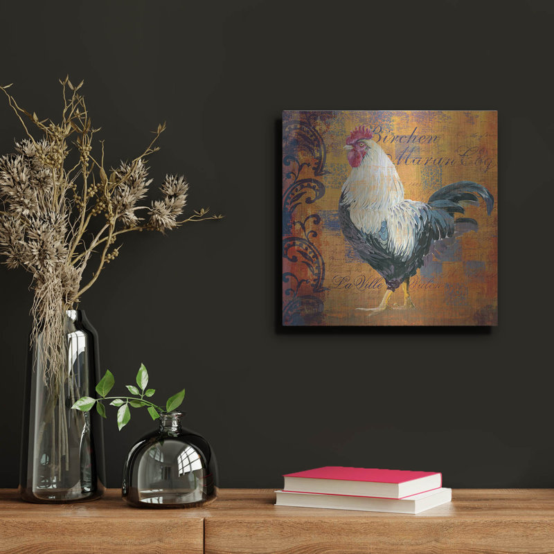  «Coq Motifs 3» par Art Licensing Studio, art mural en métal, 12 po x 12 po, H 12 po x l 12 po