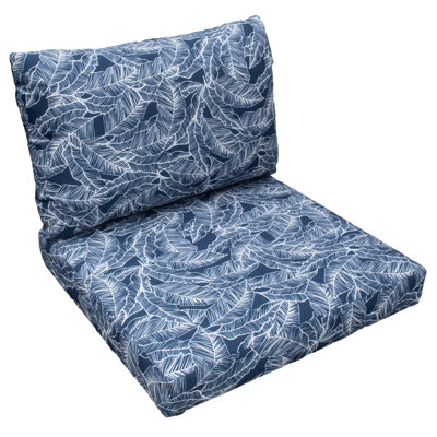 Coussin de patio à assise profonde Tommy Bahama, imprimé tropical Sunbrella résistant à la décoloration pour canapés en osier, canapés modulaires et chaises longues, l 26 po x P 30 po, 4 po d'épaisseur, réversible, Pacific Zaffre