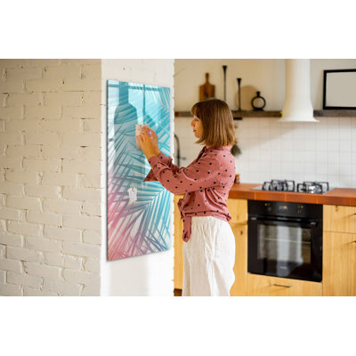 Magnetic Memo Board Whiteboard - 60 x 120 cm - With Marker and Magnets - Palm leaves