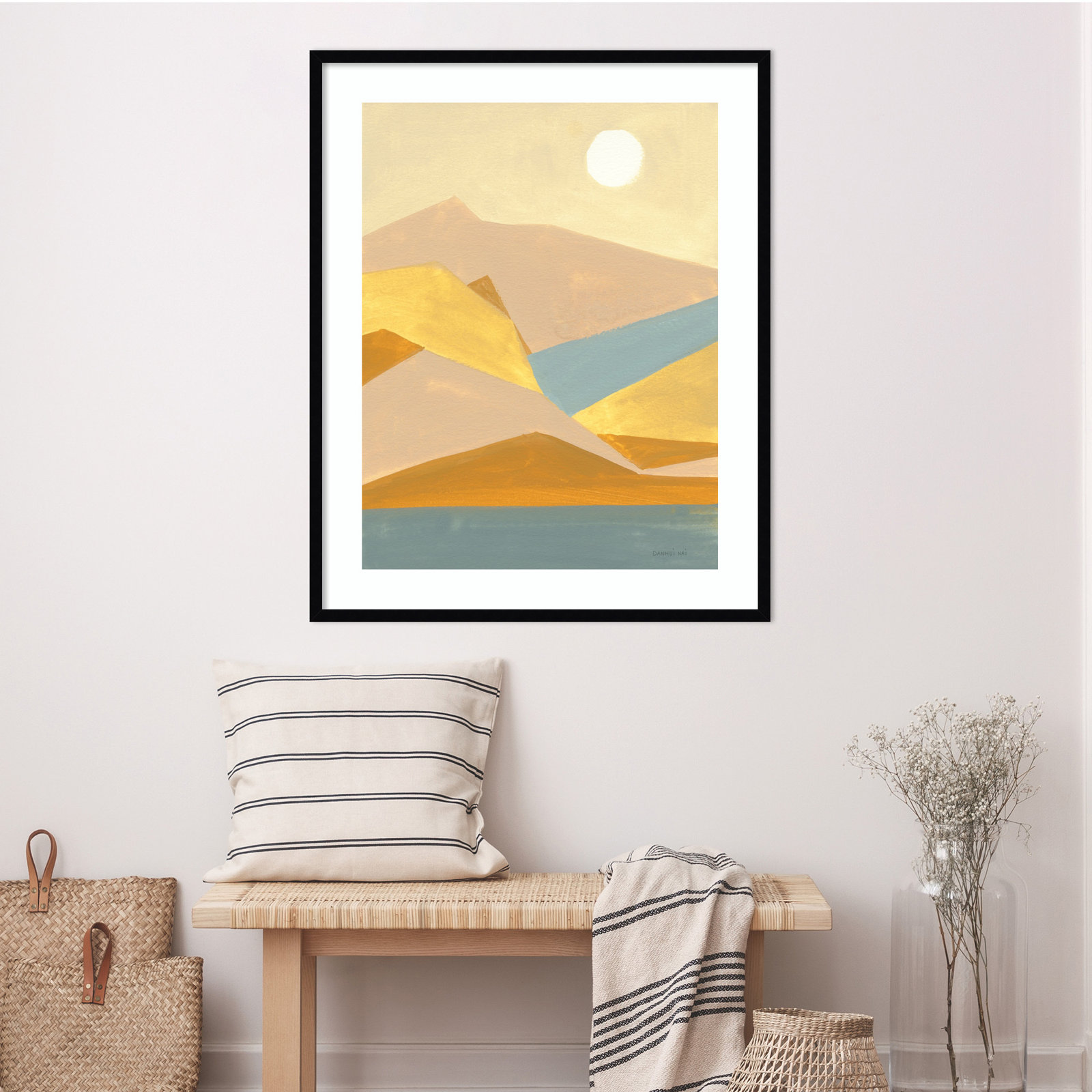 Retro Abstract I Southwest Mountains Print, Black Framed Paper, 41.25" H x 33.38" W x 0.88" D