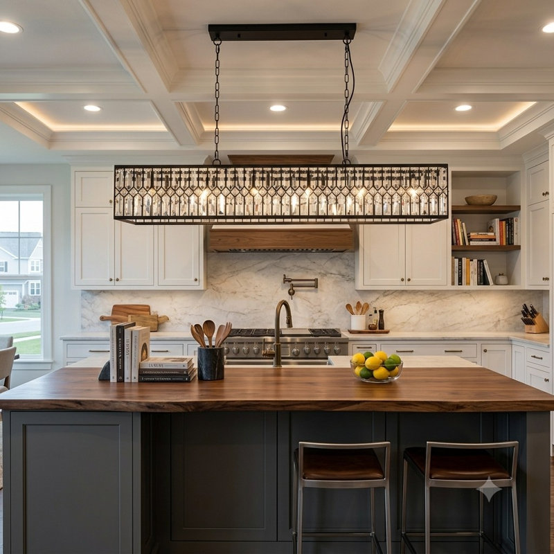 Alissya 6 - Light Crystal Kitchen Island Pendant Light