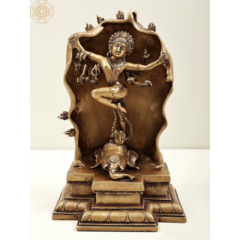 Statue en laiton de 10 po Gaja Samhara Murti Nataraja