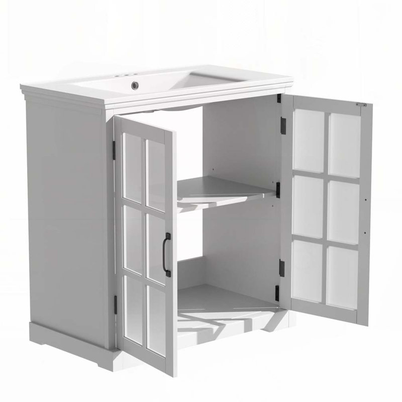 Bathroom Vanity with Ceramic Sink, White