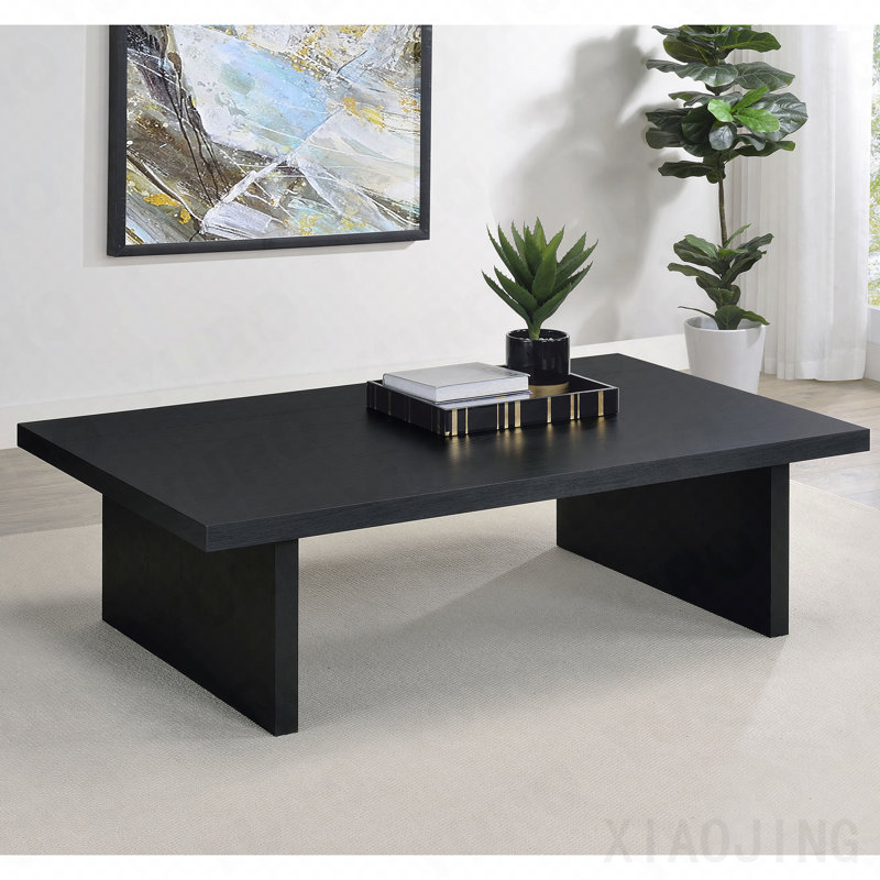 Table basse rectangulaire noire en stratifié