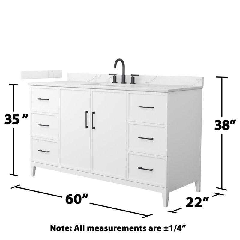 Elan 60'' W Vanity, 8" Center, Matte Black, White