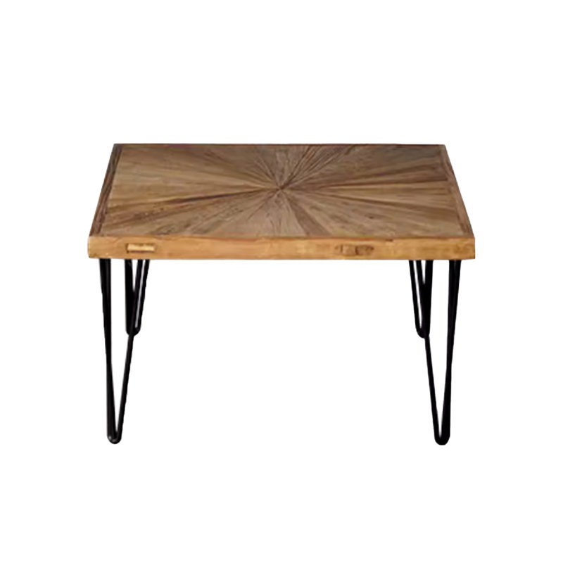 Retro Burlywood Solid Wood Rectangular Coffee Table