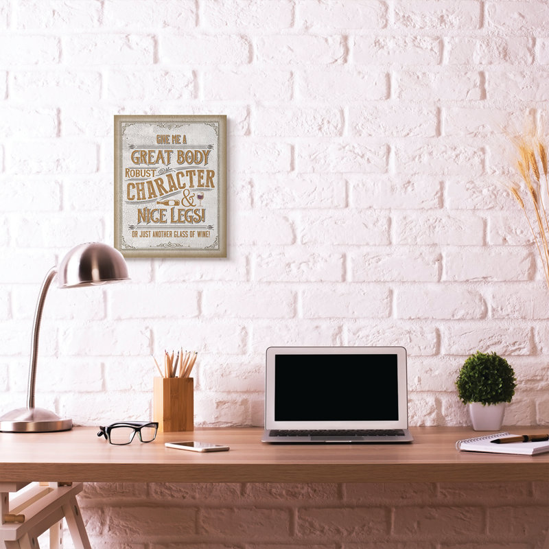 «Great Body Wine Sign», impression d'art graphique, Toile tendue, H 20 po x l 16 po
