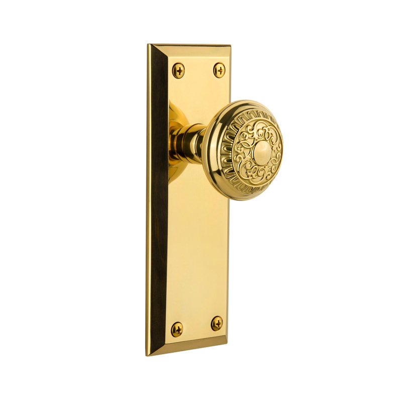 Grandeur Fifth Avenue, plaque de passage avec bouton de porte Windsor, 2 3/4", Laiton poli
