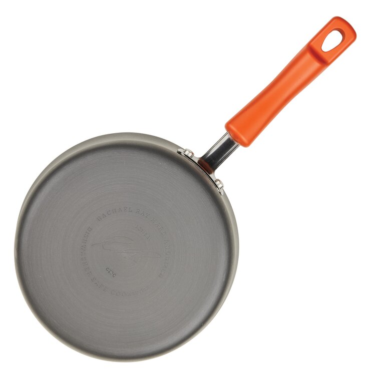 Rachael Ray 3 QT Stainless Steel Sauce Pan Pot Orange Handle With Lid