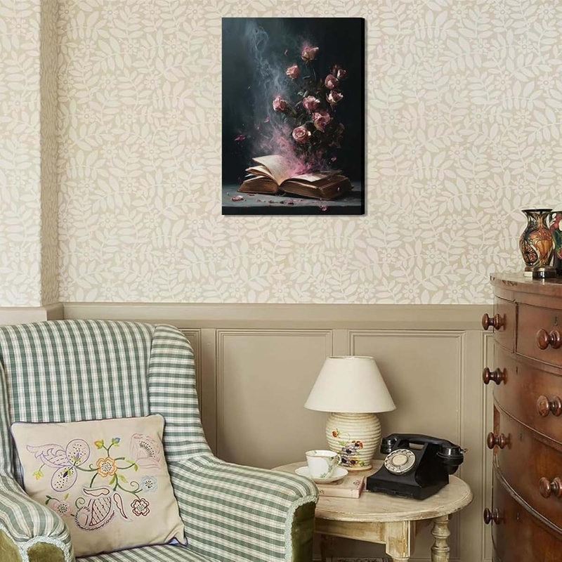 Dark Moody Canvas Wall Art Victorian Bookish Wall Decor Prints Dark Academia Magic Book Painting., 60 cm H x 40 cm W