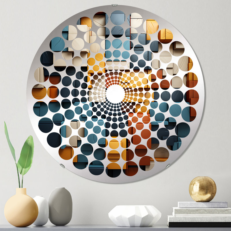 Cubist Harmony Tones Collage I - Miroir décoratif Radial Dot-MIR110270-Rond, 23,6 po x 23,6 po