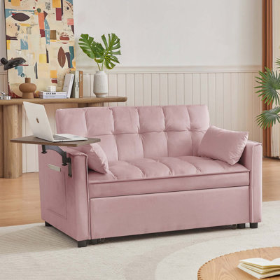 53.14"W Pullt Out Sofa Sleeper with Arm Table