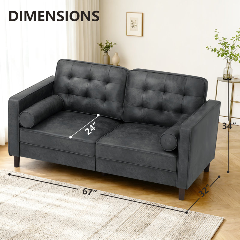 Canapé moderne en suède 66 po, Gris