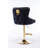 Velvet Bar Chair Stool One-Piece Set, Adjustable Height, Diamond Lattice Against The Back To Pull The Lion's Head With Zipper Decoration, Set Of 1-149222833