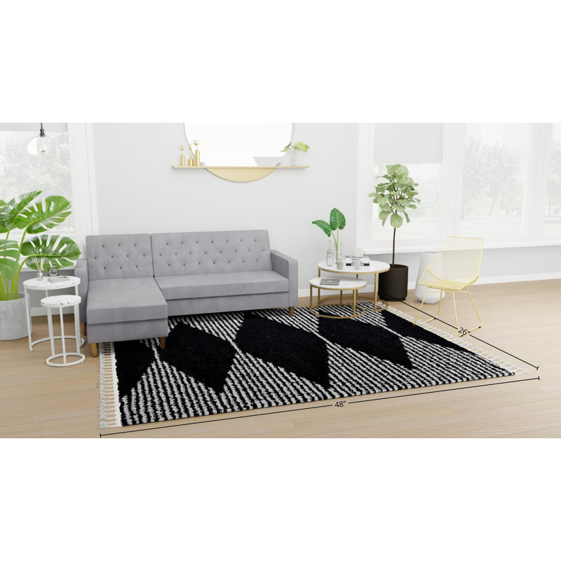Tapis noir Mason, Rectangle 2 pi 2 po x 4 pi