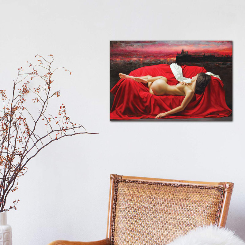 «Red Sky» - impression, Toile tendue, H 12 po x l 18 po x 1,5 po