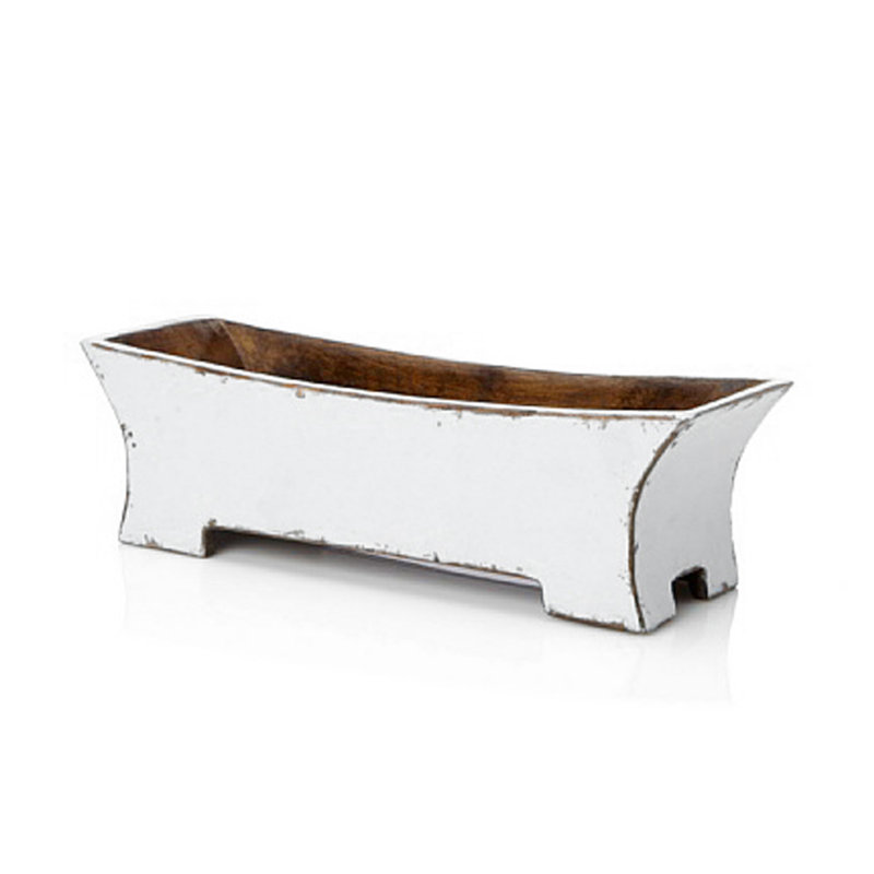 Boîte de planteur de bois rectangulaire, blanc