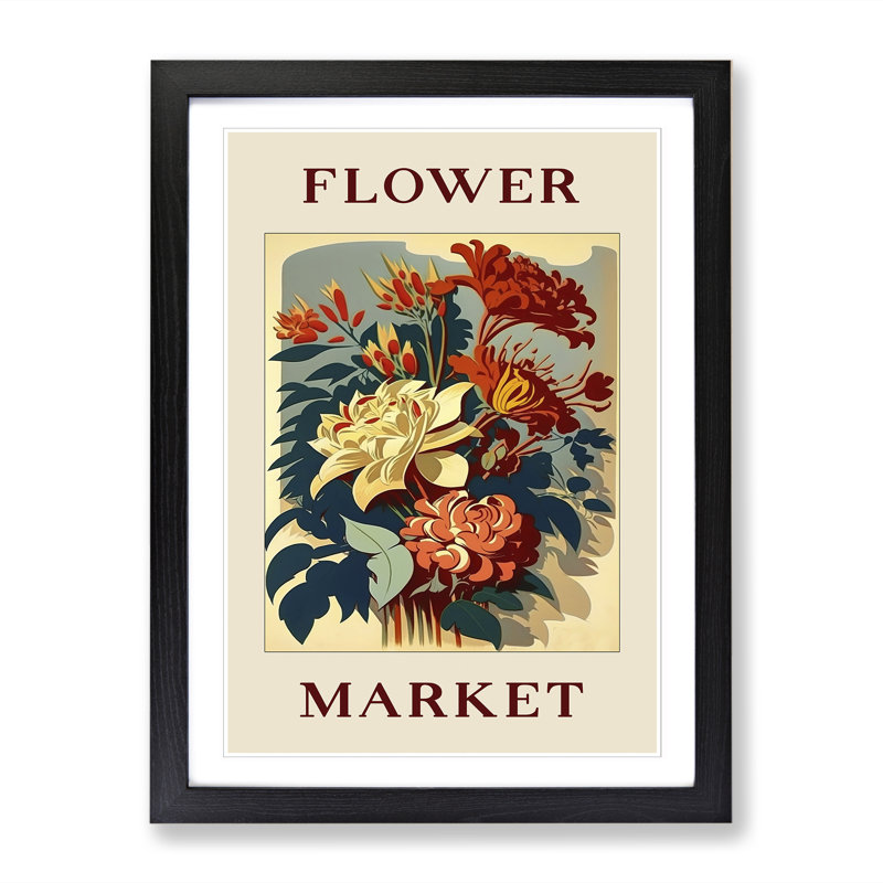 Flower Market Exhibition Antique No.2 - Single Picture Frame Print on Wood, 64cm H x 46cm W x 2cm D