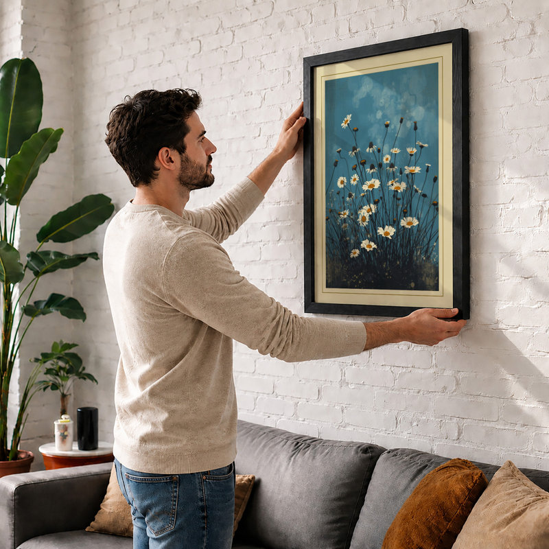 White Daisies Rising Botanical - Print, Unframed, A2 - 59.4 x 42.0 cm