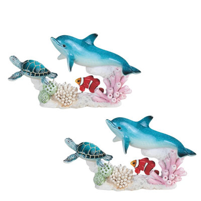«2-PC Set» ICE ARMOR l 8,75 po, tortue de mer, dauphin et poisson-clown nageant ensemble corail