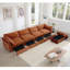 Canapé modulaire en L 4 places, canapé 4 places avec 1 repose-pieds mobile, accoudoirs en forme de croissant et coussins de dossier et d'accoudoirs enveloppants, chenille-210818524