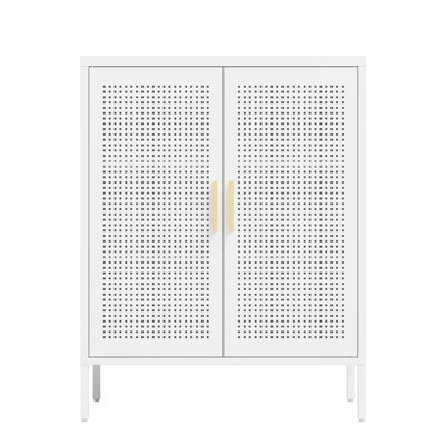 Metal Storage Cabinet With 2 Doors And 2 Adjustable Shelves, Steel Storage Cabinet, Metal File Cabinet For Home Office School Gym
