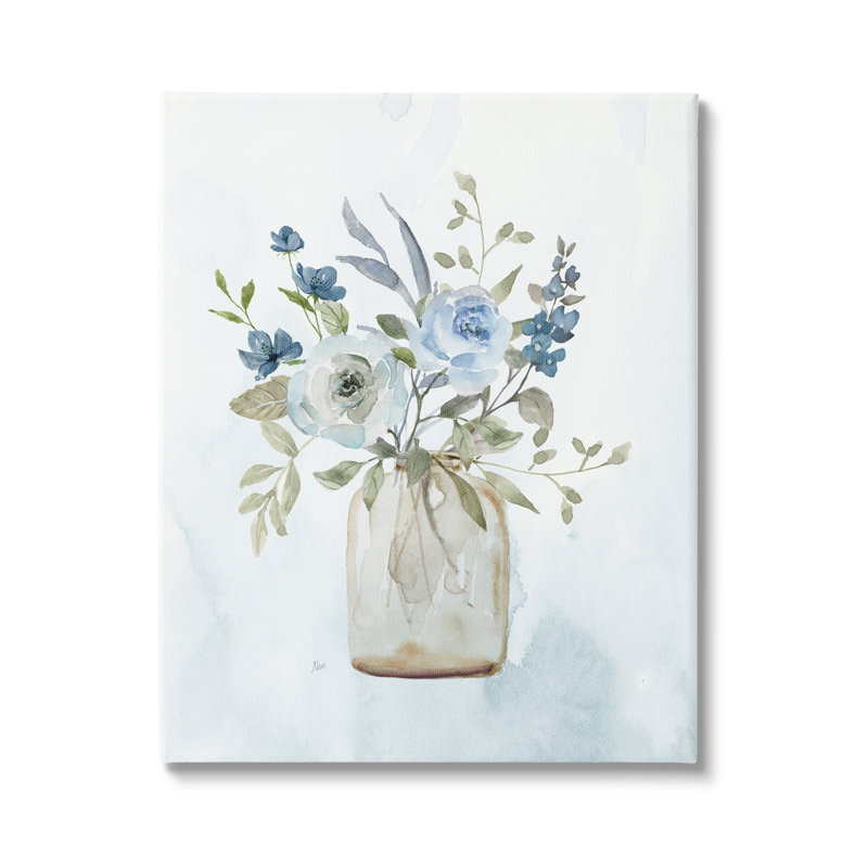 «Blue Bouquet In Jar On Canvas» par Nan Print, H 20 po x l 16 po x P 1,5 po