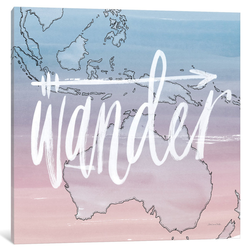 «World Traveller Series: Wander», art textuel sur toile, H 37 po x l 37 po x P 1,5 po, Toile tendue, Pas de tapis