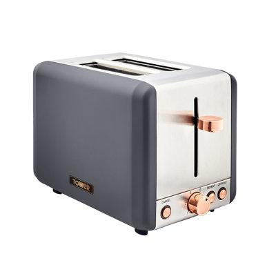 Tower Cavaletto 2-Slice Toaster with Defrost/Reheat, Stainless Steel, 850W
