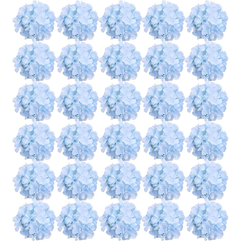 30 Pcs Light Blue Silk Hydrangea Heads